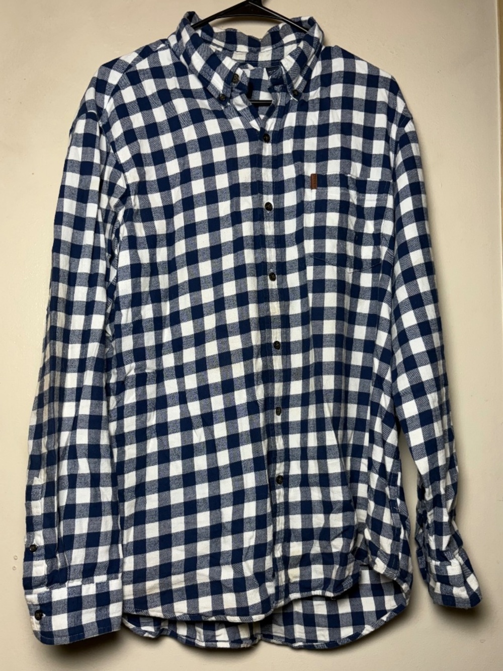 Chaps Plaid Shirt Blue White XL